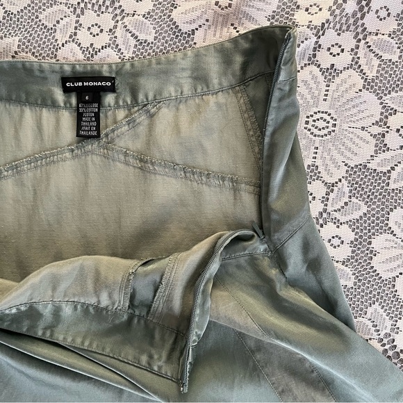 CLUB MONACO mint sage green midi skirt. Soft satin flirty feminine Size 6 - Picture 6 of 13